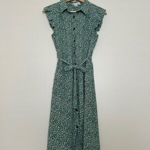 Monteau Green Floral Midi Dress